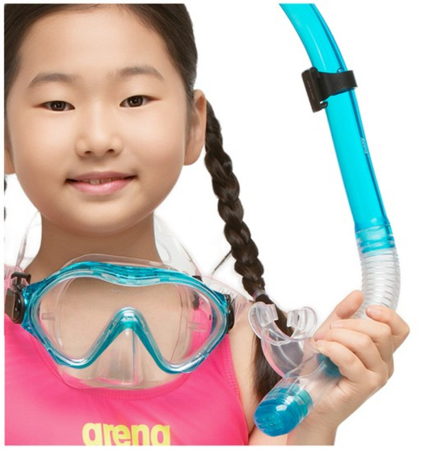 비앤드 BN-605 1+1 아동 스노쿨링 마스크 세트, 아쿠아+아쿠아