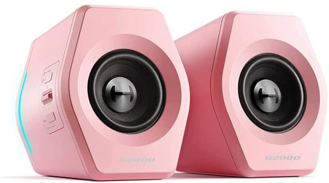 노트북 맥 데스크톱 컴퓨터 우퍼 스피커용 Edifier G2000 32W PC 게이밍 스피커 블루투스 USB, Pink