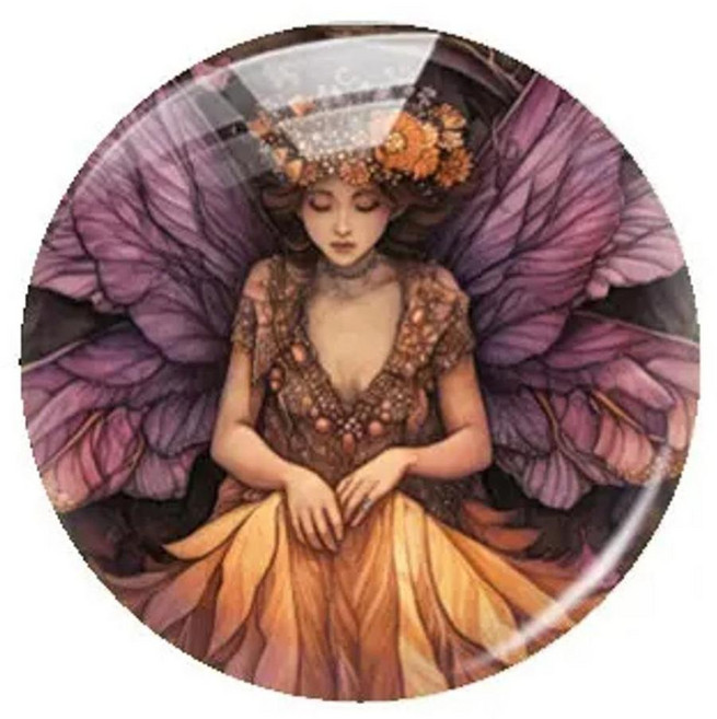 수제 시크릿 가든 요정 사진 유리 카보숑 플랫백 데모 카메오 쥬얼리 제작, 1개, 색상: 9. D / 크기: C. 40mm--2pcs