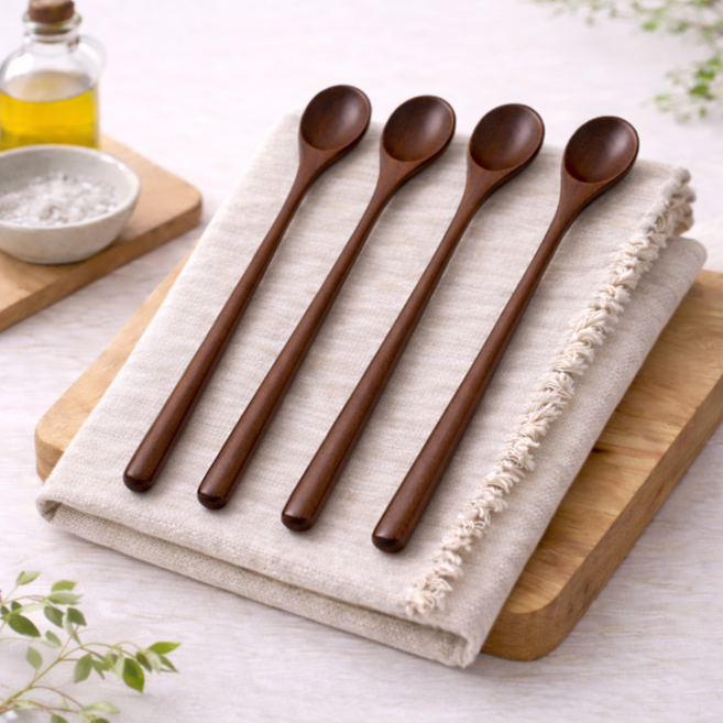 코시나보니따 고급 옻칠 감성 롱 티스푼, 4개