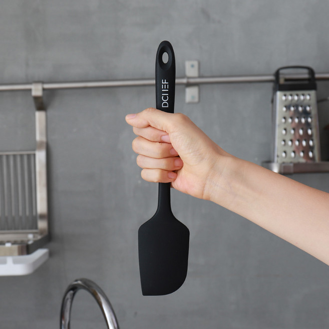 실리콘 알뜰 주걱 베이킹 조리도구 스파츌라, 블랙, 1개