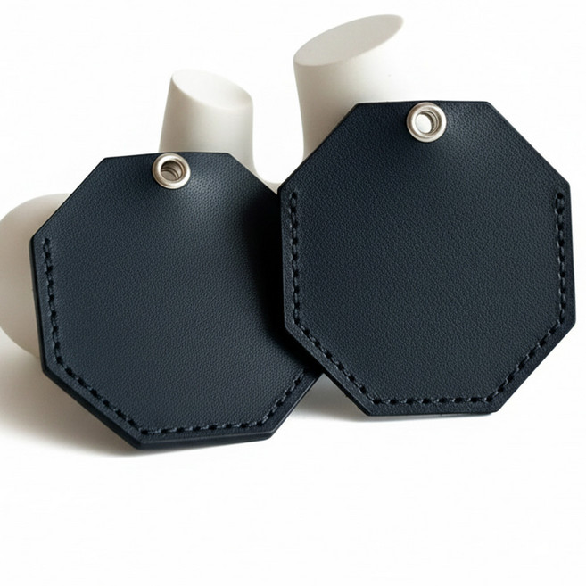 가죽 심플 보안 카드 키 케이스 태그 키링 학교 상가 가게, 2개, 블랙