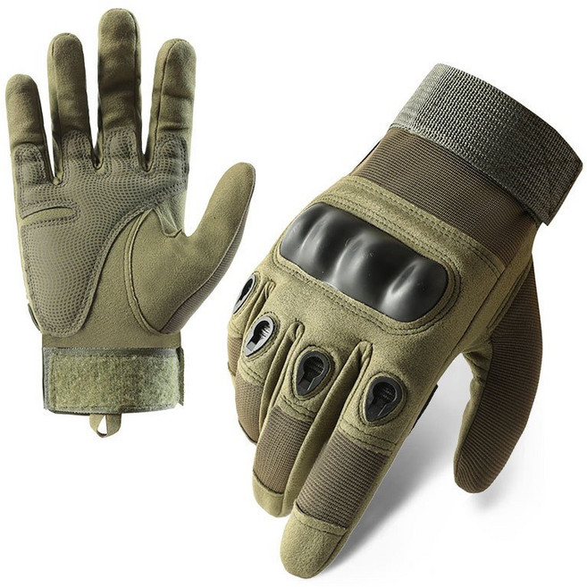 戰術手套 騎車手套 防風手套 工作手套 射擊手套 硬殼手套 重機手套 防摔手套, 全指-綠,M, 1個