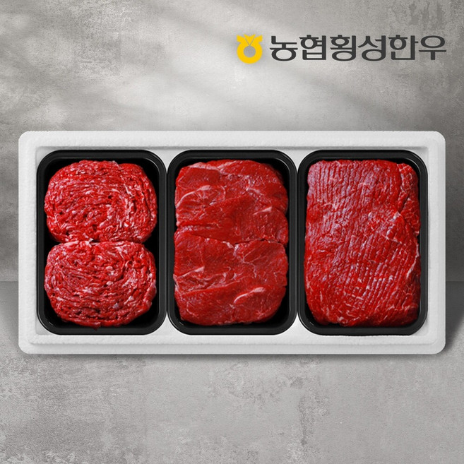 [농협횡성한우] 1등급 정육세트 1호 1.2kg (불고기1팩+장조림1팩+산적1팩)/팩당400g, 1개