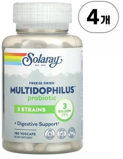 솔라레이 프리즈 드라이드 멀티도필러스 프로바이오틱 Solaray Freeze Dried Multidophilus Probiotic 180정, 4개 - 쿠팡