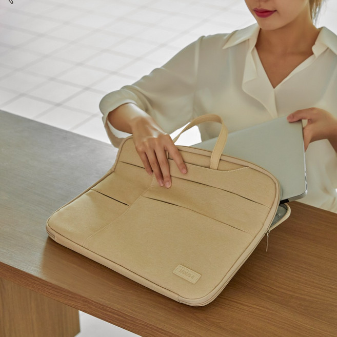 솜니움 - H 노트북가방 180도 오픈형 파우치, 아이보리, 1개