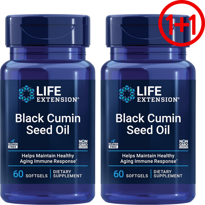 라이프익스텐션 블랙커민씨드오일 500mg 티모퀴논 함유 60캡슐 2개, 60정