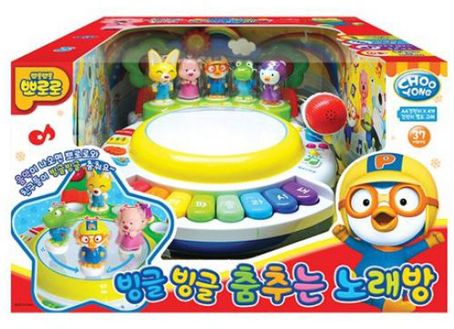 주영 뽀로로 빙글빙글 춤추는 노래방 완구, 혼합 색상, 1개