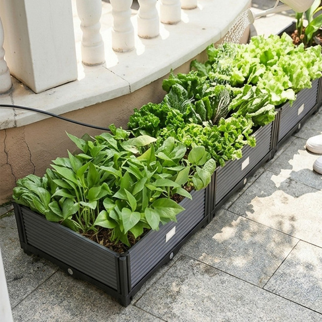 이엔비 베란다 텃밭 화분 대형 플랜트 박스, 1개, 그레이