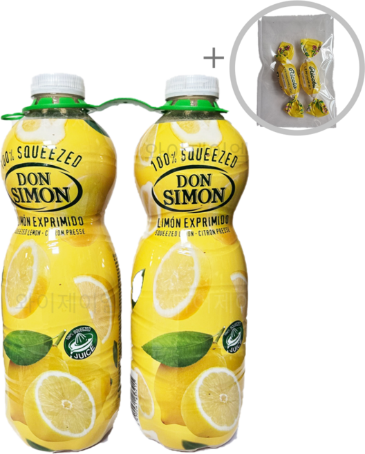 돈시몬 레몬즙 100% 원액 주스 1L x 2개 + 리콜라레몬캔디증정
