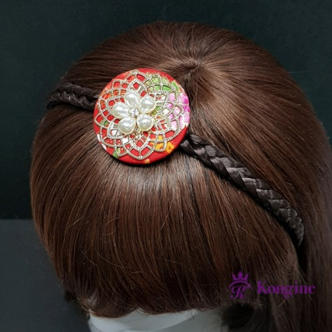 진주꽃 한복 머리띠 헤어악세서리 외국인선물 한국 관광 기념품한복체험 한복소품 장신구
