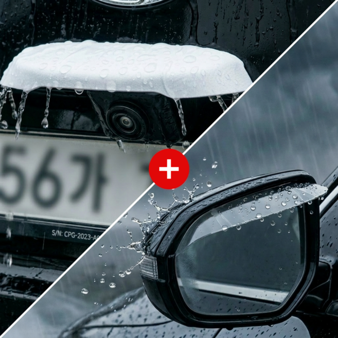 SABUDU 후방카메라 사이드미러 빗물가리개 실리콘 커버 레인 쉴드, 에디션 퓨어 화이트 + 투명, 1세트