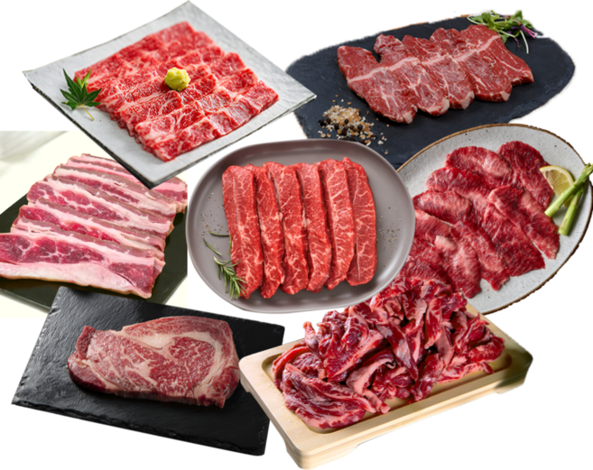 [빌리푸드] 수입 소고기 구이용 모듬 척아이롤200g+부채살200g+우삼겹200g+소갈비살200g, 800g, 1개