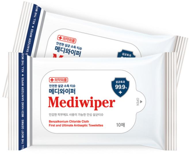메디와이퍼 휴대용 살균 손소독티슈 의약외품 (10매), 10매입, 1개