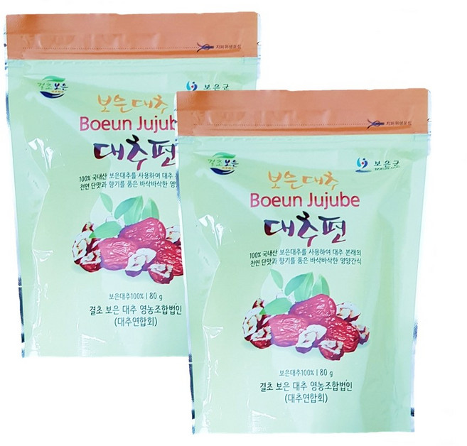 보은두레농장 대추칩 바삭하고 자연간식, 2개, 80g