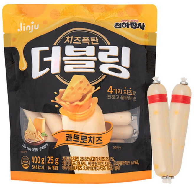 천하장사 소세지 더블링 콰트로치즈 400g(25g 16개입) 2개, 400g