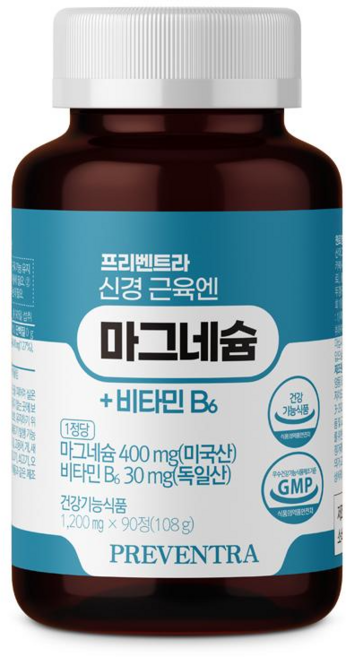 (아울렛/유통기한 27.02.12) 프리벤트라 마그네슘 비타민B6, 1개, 90정