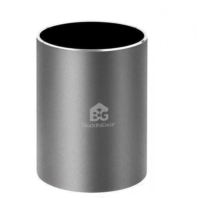BuddhiGear 프리미엄 금속 펜꽂이 사무실 책상 정리 펜 홀더 실리콘 미끄럼 방지 실버 알루미늄 원형 필통, 1개, 회색