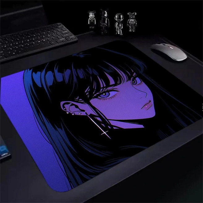 게이밍 장패드 걸 애니메이션 마우스패드 방수코팅 400X450X3MM, 1개, 퍼플 걸