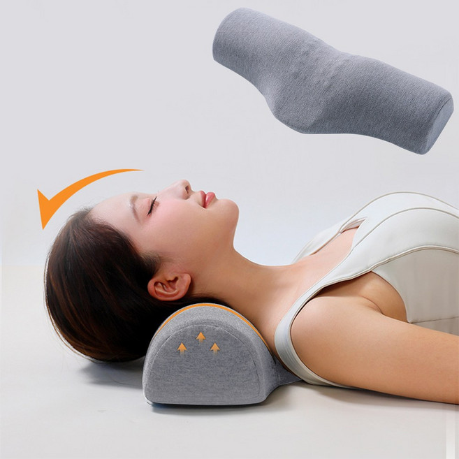 Jeernare 수면 경추베개 목편한 목베개 잠 잘오는 메모리폼 베개, 1개, 연그레이 - 목베개