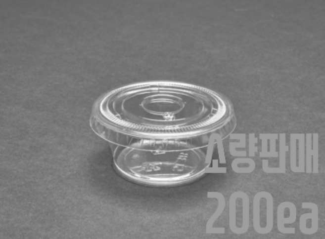 74파이 3온스 투명소스컵+뚜껑포함 200세트 약85ml 3oz 뚜껑형태선택, 3온스 소스컵+플랫뚜껑세트, 1개