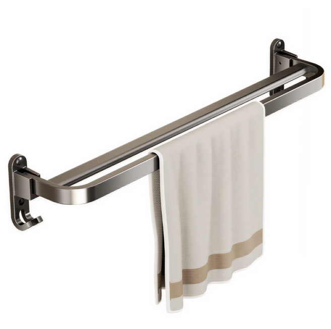 비브온 무타공 접이식 욕실 수건 걸이, 그레이 60cm