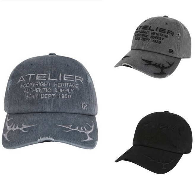 버커루 공용 아뜰리에 자수 피그먼트 모자_US