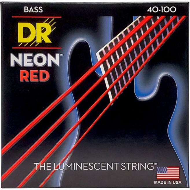 DR Strings Hi-Def 네온 레드 베이스 라이트 스트링(NRB40), DR Strings Hi-Def 네온 레드 베이스 라이, 1개
