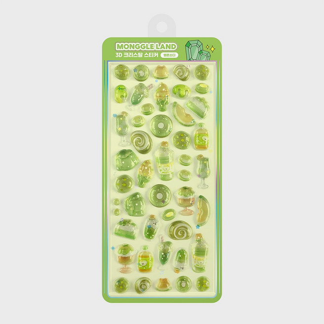 [37종 중 골라담는 재미] 다양한 3D크리스탈스티커 봉봉스티커 오로라스티커 3D입체 DIY 다꾸 폰꾸 시즌1 시즌4 오로라시즌 팝시즌, 1개, 25.몽글랜드_멜론소다