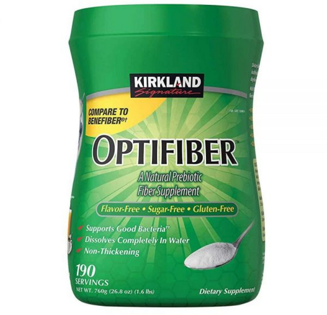 Kirkland Signature OPTIFIBER 파우더 무설탕 호전 글루텐 프리 비농축 순중량. 760g/26.8온스 (0.7kg(1.5파운드) (190회분), 1개