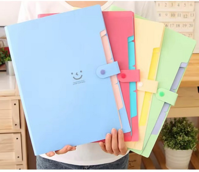 파스텔 아코디언 5칸 스마일 서류정리 파일케이스 A4 5매 Set, 5개, mix
