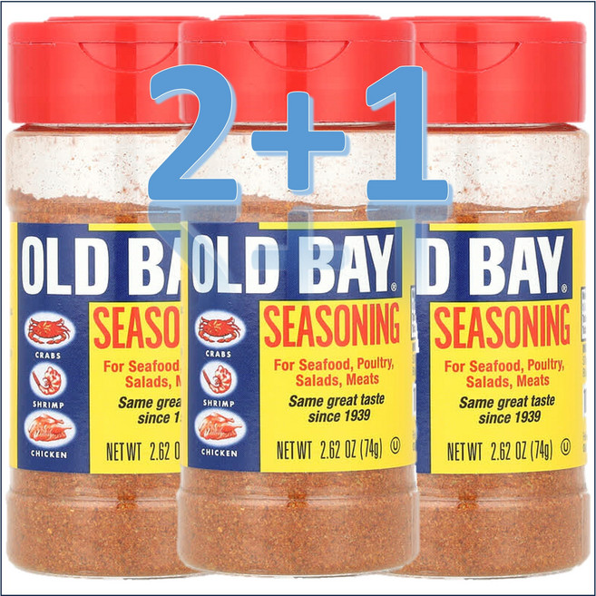 [2+1] 올드베이 시즈닝 클래식 새우 해산물 닭 요리 고기 요리를 위한 만능 양념 조미료 74g, 3개
