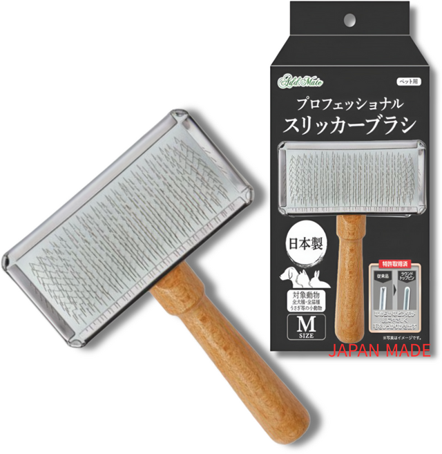 일본제작 특허받은 슬리커 미용브러쉬 강아지 고양이 장모 단모 엉킨털 프로페셔널 페티오, M, 1개