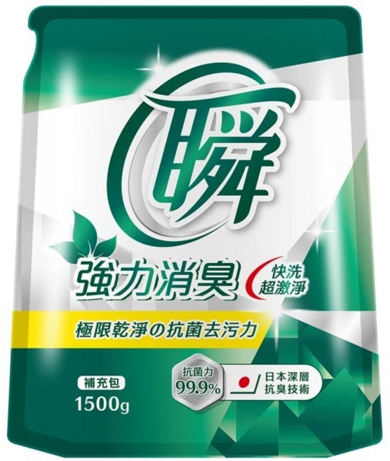 妙管家 洗淨病毒/去污防霉/強力消臭 瞬洗衣精補充包 1500g, 1個, 強力消臭1500gx1包
