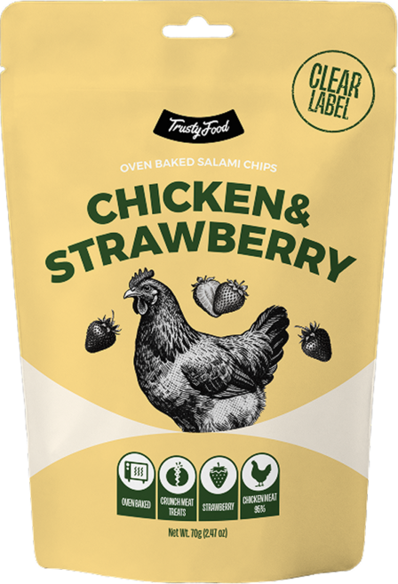 트러스티푸드 강아지 살라미 칩 95% 생육 오븐구이 저속노화 무첨가 육포 간식, 1개, 70g, 치킨&스트로베리