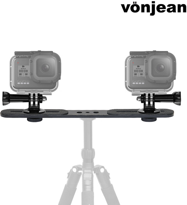 KP-033 브이로그 듀얼 브라켓 - 카메라 액션캠 조명 촬영보조용품 KIT, 1세트, KP-033 브라켓+KM-093AX2 듀얼 마운트