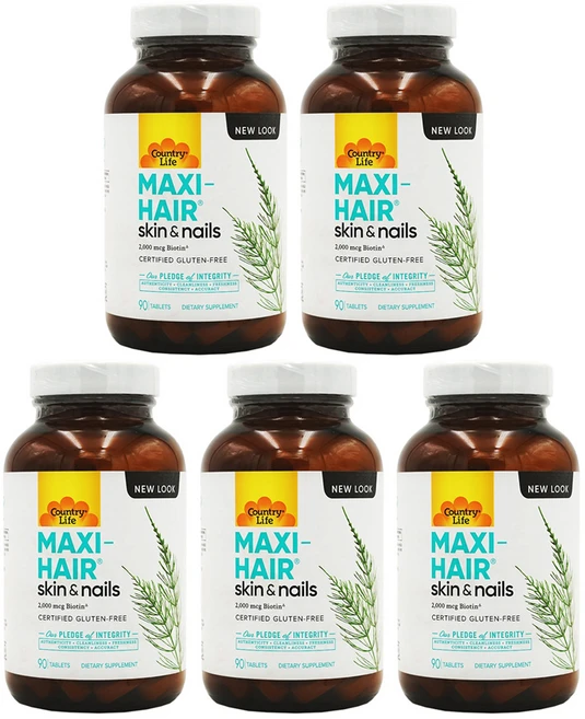 COUNTRY LIFE 맥시 헤어 스킨 & 네일 90 타블렛, 90정, 5개 - 쿠팡