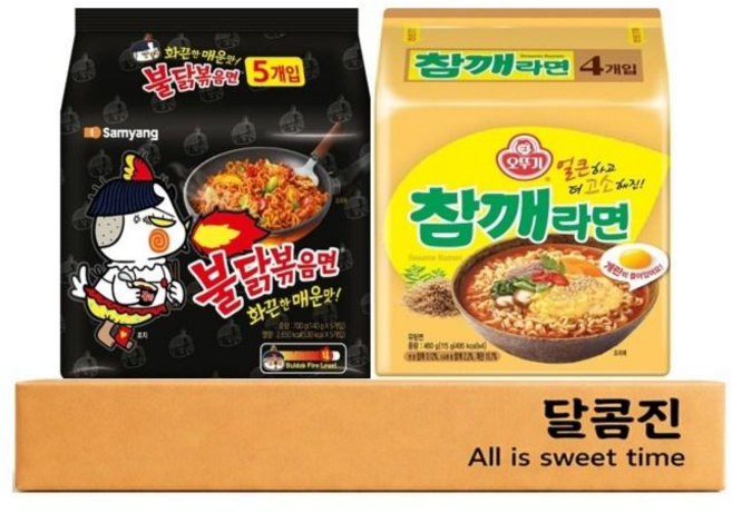 [달콤진] 불닭볶음면 화끈한매운맛 5p + 참깨라면 4p, 1세트