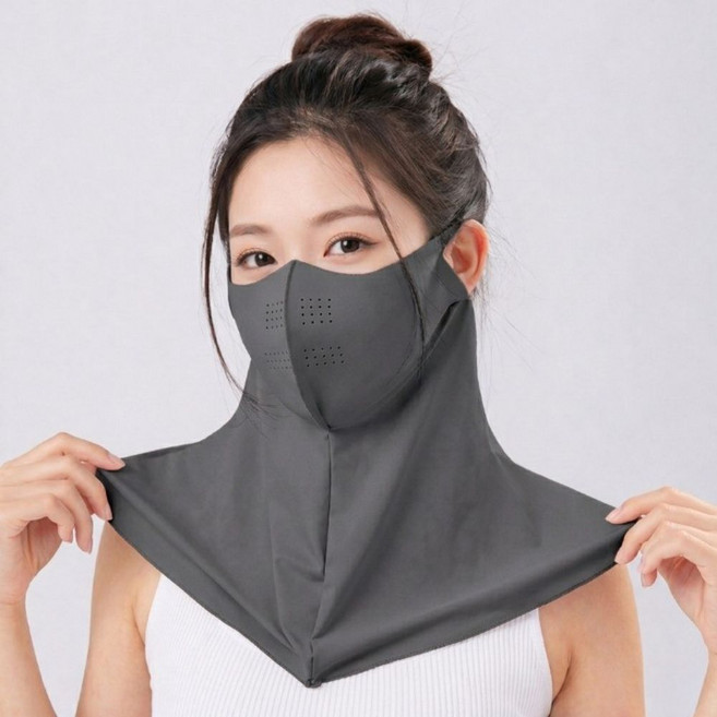 아크레픽 여성용 자외선차단마스크 냉감 스포츠 마스크, 다크그레이, 2개