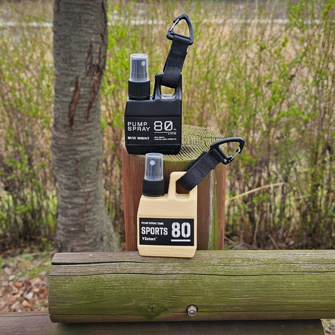 등산 캠핑 휴대용 스프레이 공병 모기기피제통 손소독제 리필 펌프 용기 케이스, 2개, 1단, 베이지 80ml 캠핑스프레이공병