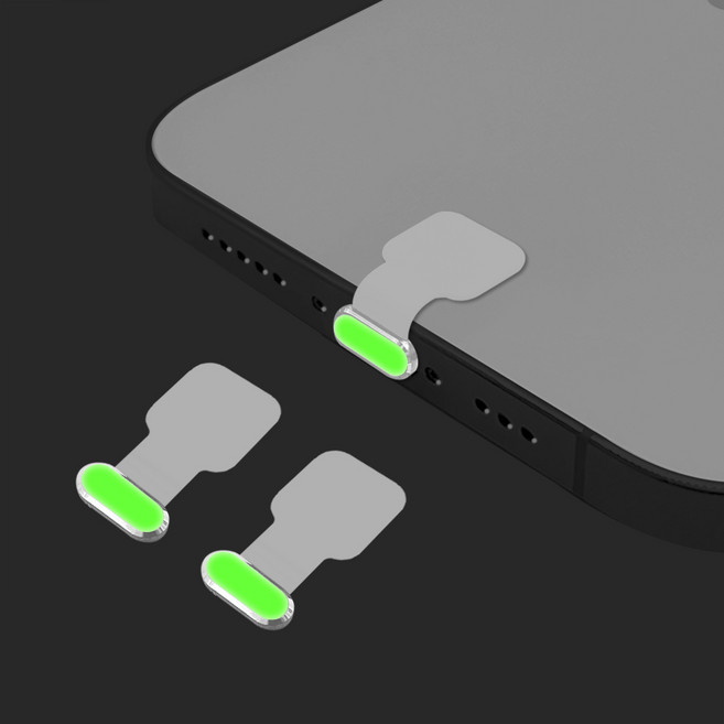 스마트폰 C타입 충전단자 먼지마개 부착식 스퀘어 야광, 스퀘어 메탈야광 반투명(C타입용), 3개