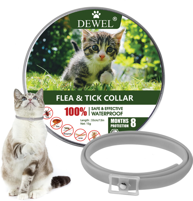 강아지 고양이 진드기 방지 모기 해충 퇴치 목걸이 천연 오일, 1개, 34.5ml, 그레이