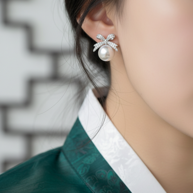 ONDOBIUM 왕진주 원터치 귀찌 귀안뚫는 클립형 진주 귀걸이