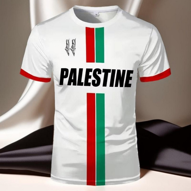 남성용 팔레스타인 축구 단체 반팔티 (중동 운동 대회 스포츠 유니폼)