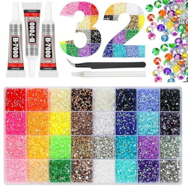 Resin Jelly Rhinestones for Bedazzling Multicolor 3mm Flatback Gems for Bedazzling, 32 colors