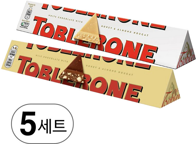 토블론 2종세트 화이트 밀크 아몬드 초콜릿 100g 각5개 총10개, 화이트n밀크, 1개