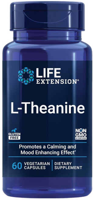 라이프익스텐션 L-테아닌 100mg 베지테리안 캡슐, 60정, 1개