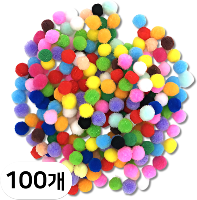 펴나나다 30mm 컬러 폼폼이 색방울, 100개, 랜덤발송