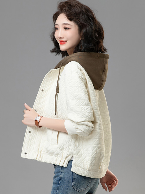 코트 여 춘추 루즈핏 숏 키 작은 가을 얇은 엄마 후드 점퍼 트렌드