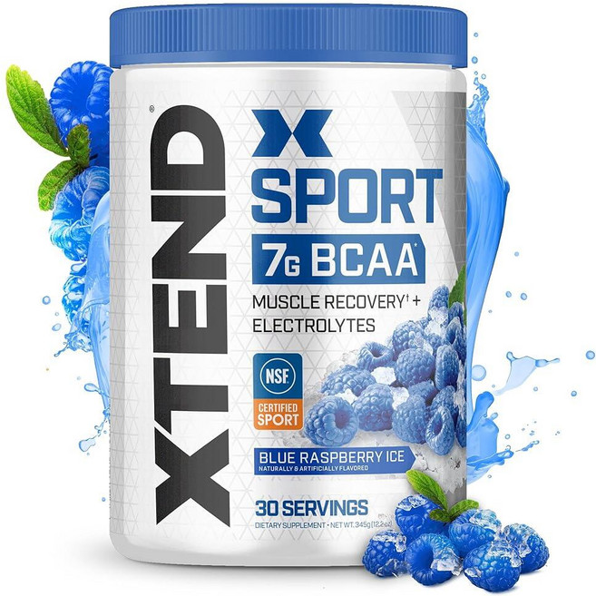 XTEND 엑스텐드 스포츠 7g BCAA 파우더 30회분 건강보조식품, Scivation 블루 라즈베리, 345g